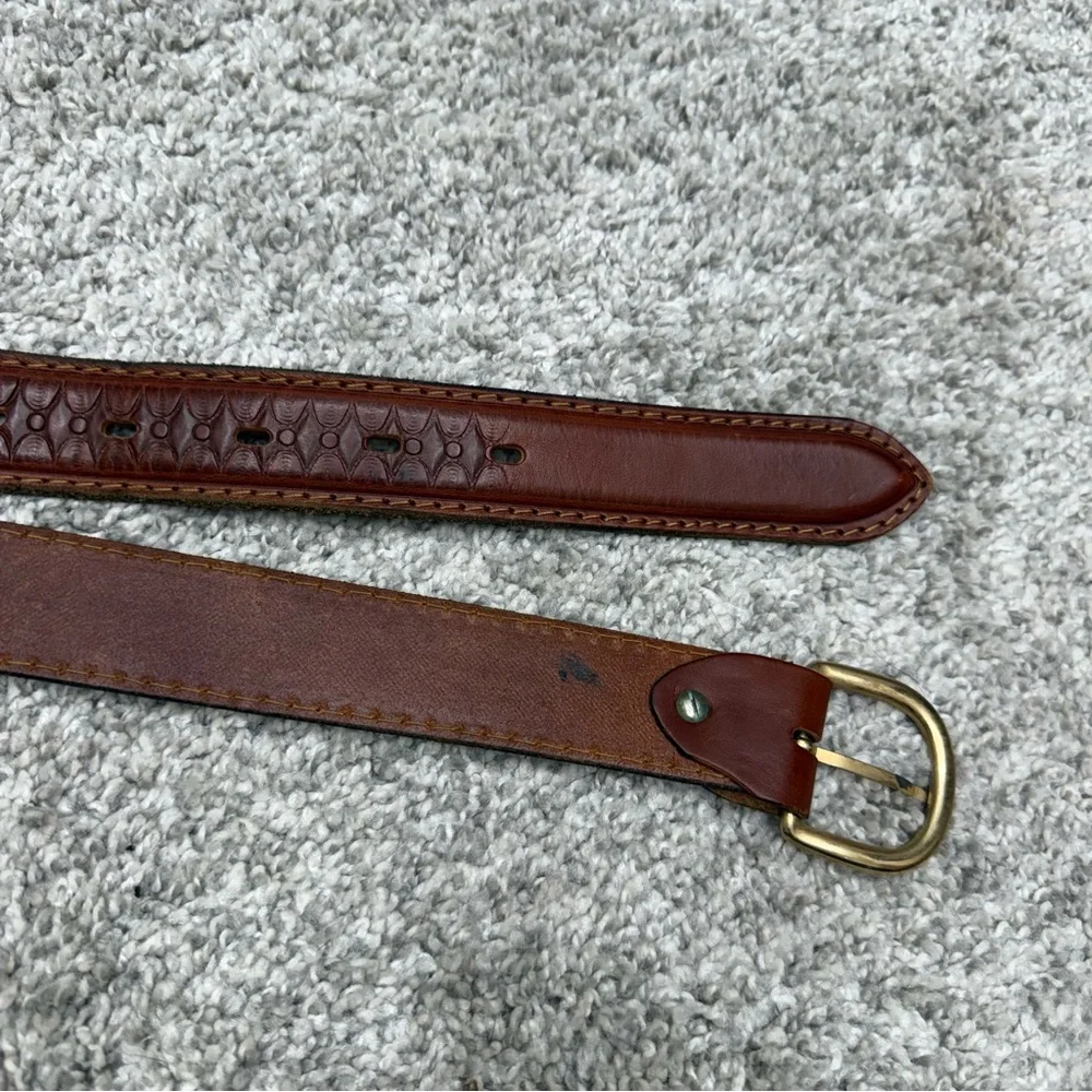 Manuel Fantoni brown leather belt tooled design men's sz 40‎ (1.25